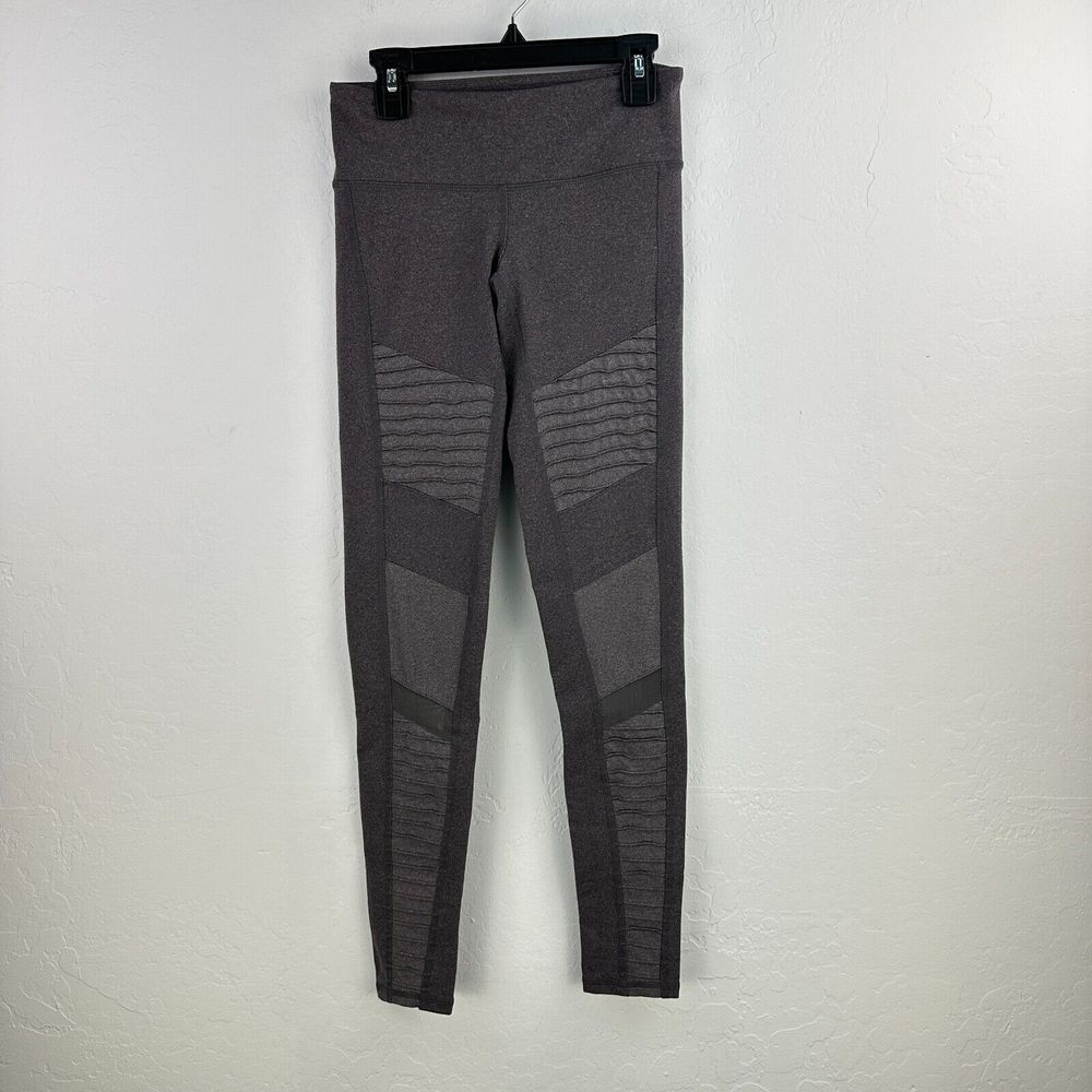 Alo Leggings Womens S Gray Hi Waist Moto Yoga Tapered Leg Elastic Waist Stretch